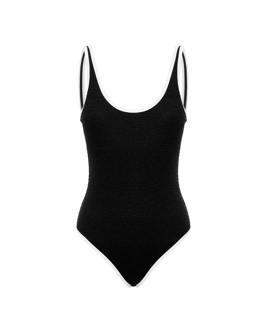 It's Now Cool Swimwear - Backless Duo One Piece - Black & White Crimp