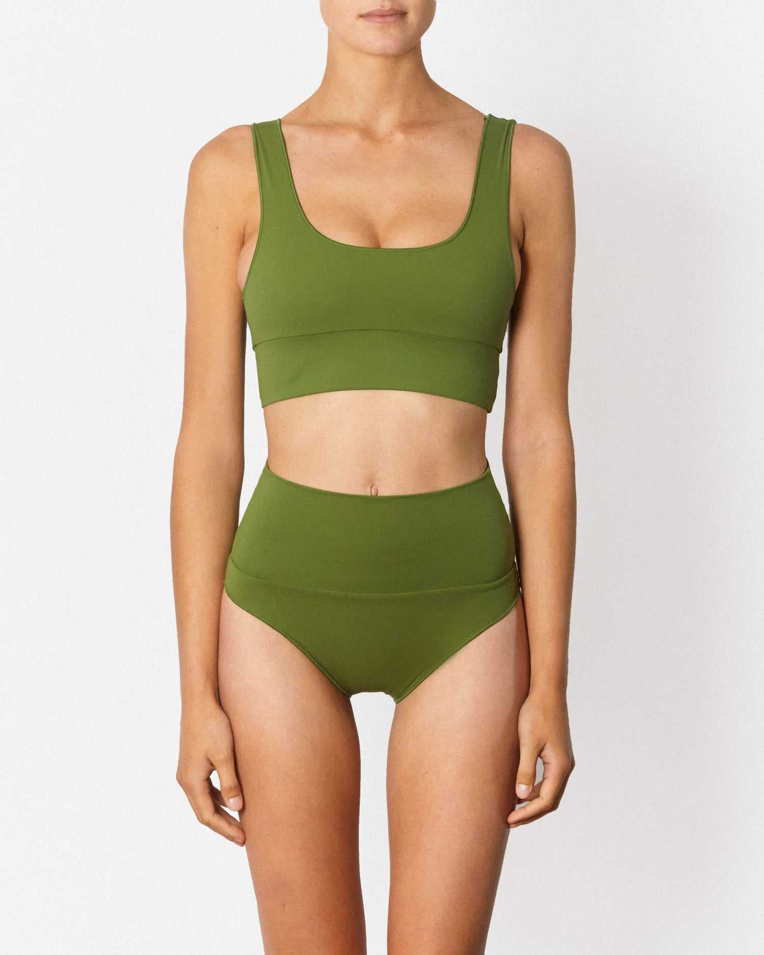 It's Now Cool Swimwear - Contour Crop Top - Pesto