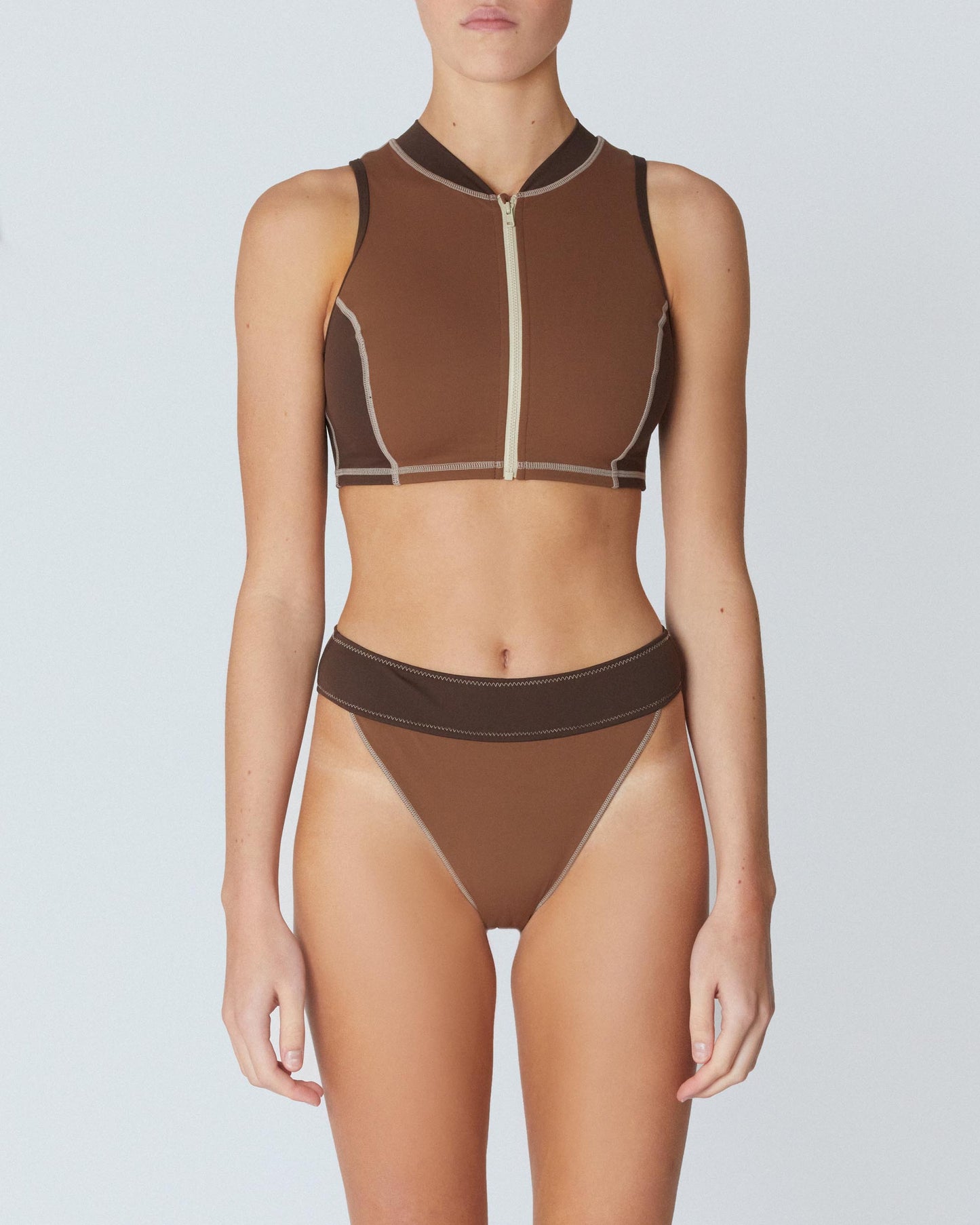 It's Now Cool Swimwear - The Contour Zip Crop - Tortoise