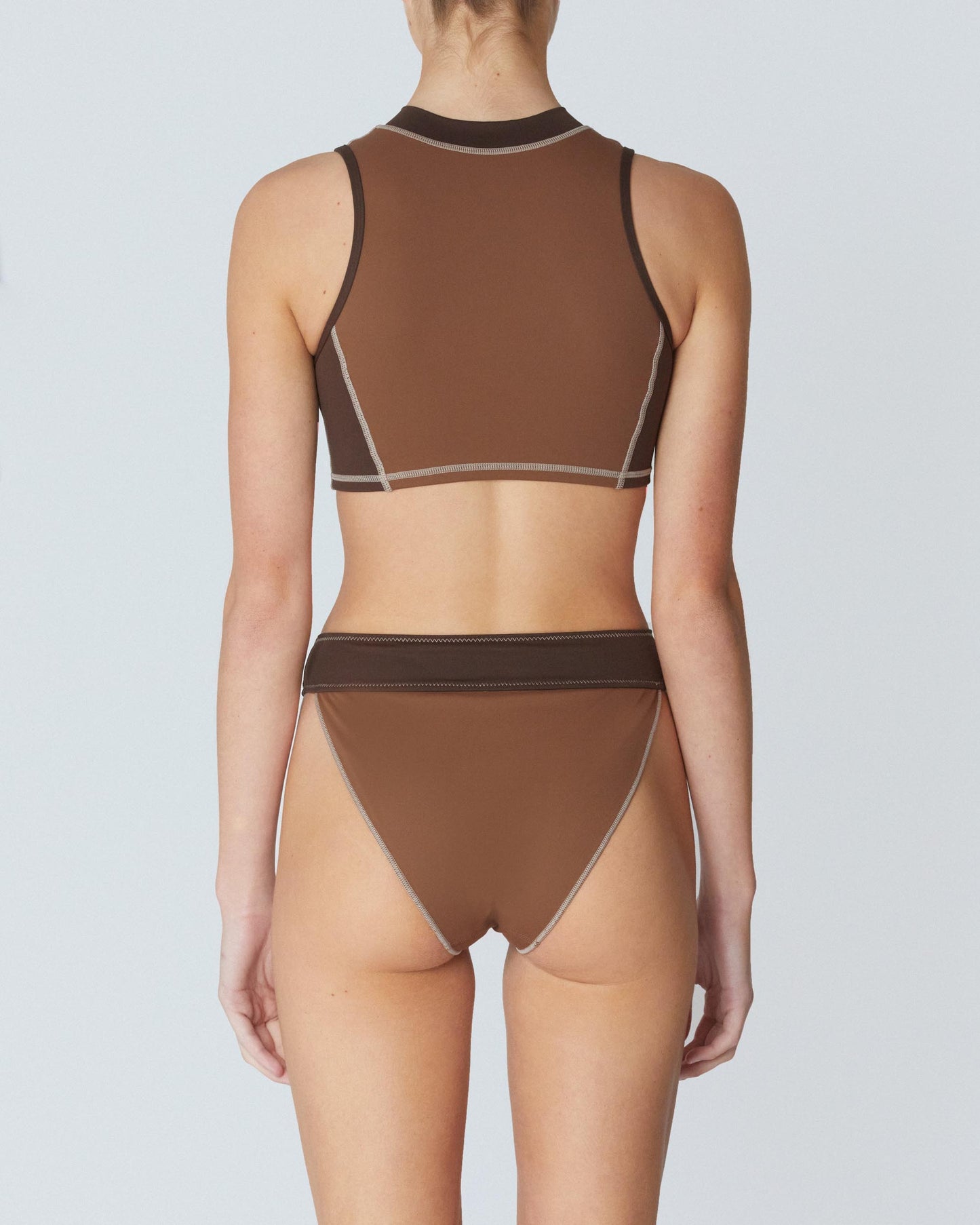 It's Now Cool Swimwear - The Contour Zip Crop - Tortoise
