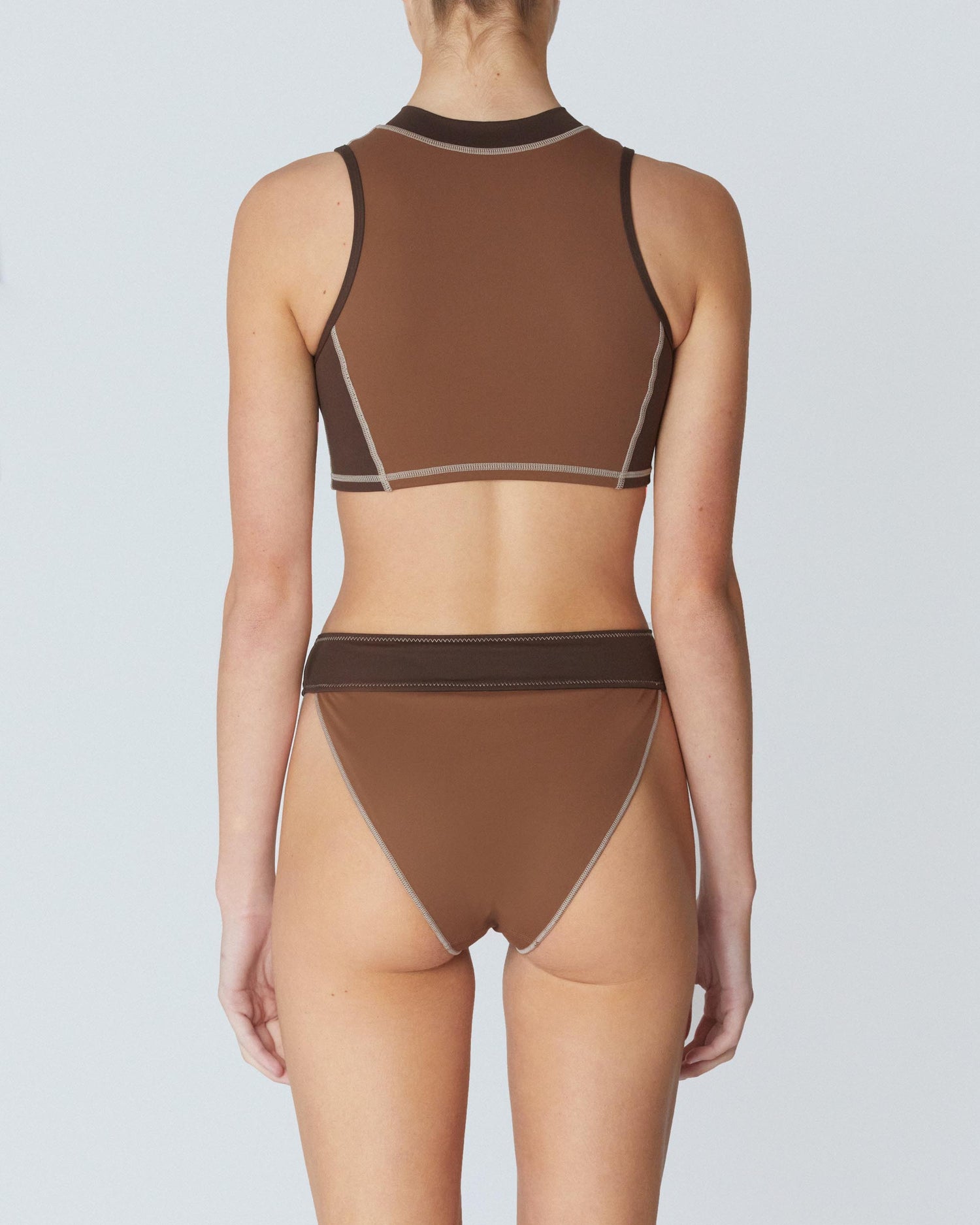 It's Now Cool Swimwear - The Contour Zip Crop - Tortoise