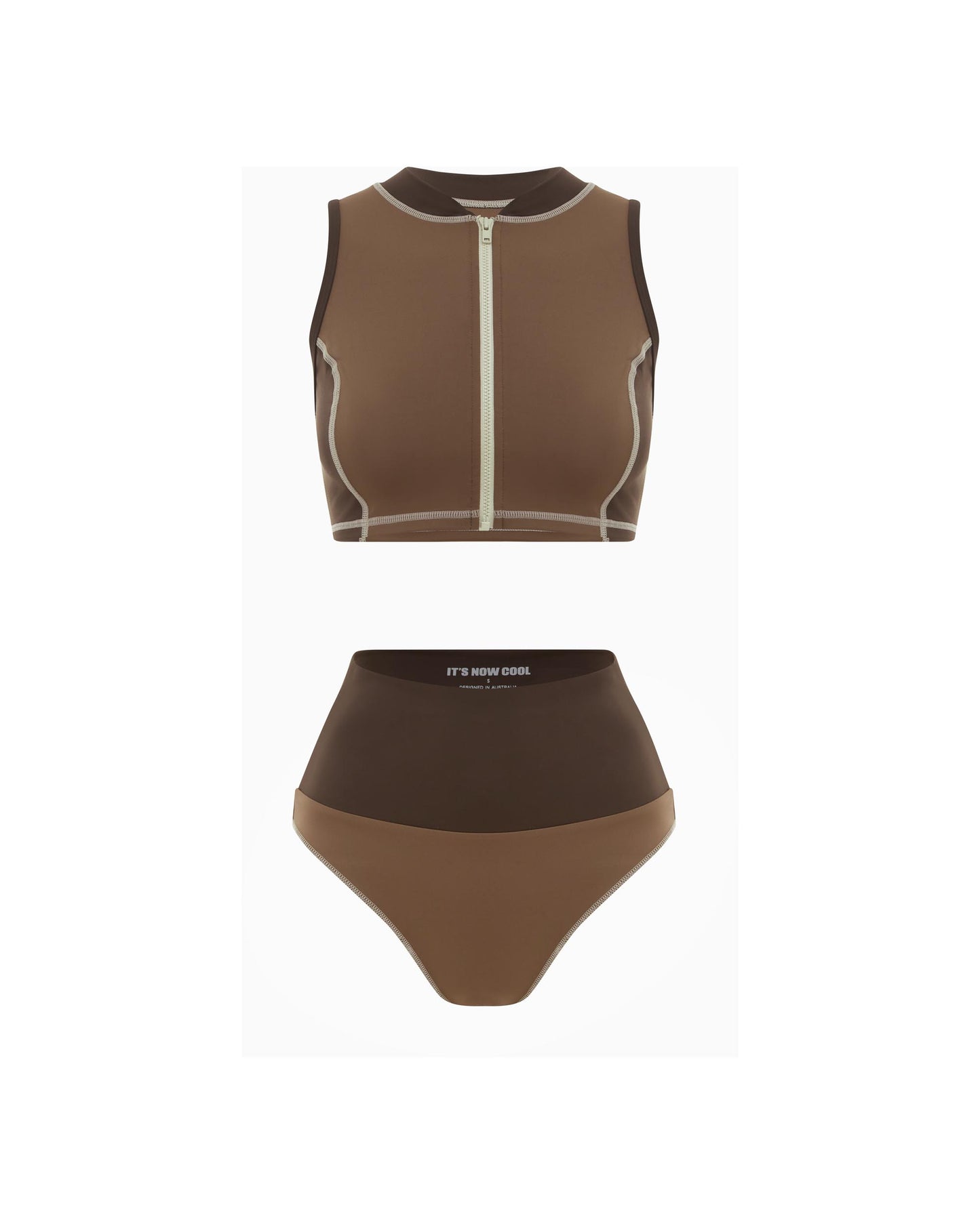 It's Now Cool Swimwear - The Contour Zip Crop - Tortoise