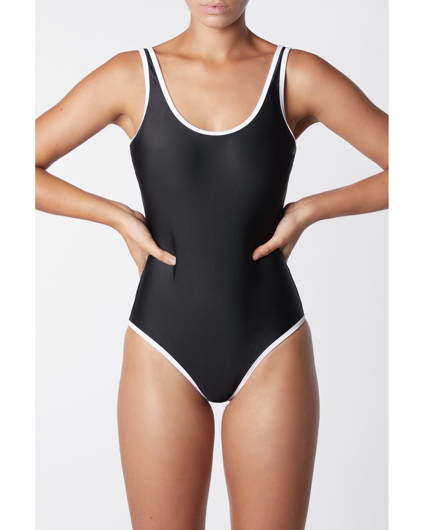 It's Now Cool Swimwear - Backless Duo One Piece - Black & White Contrast