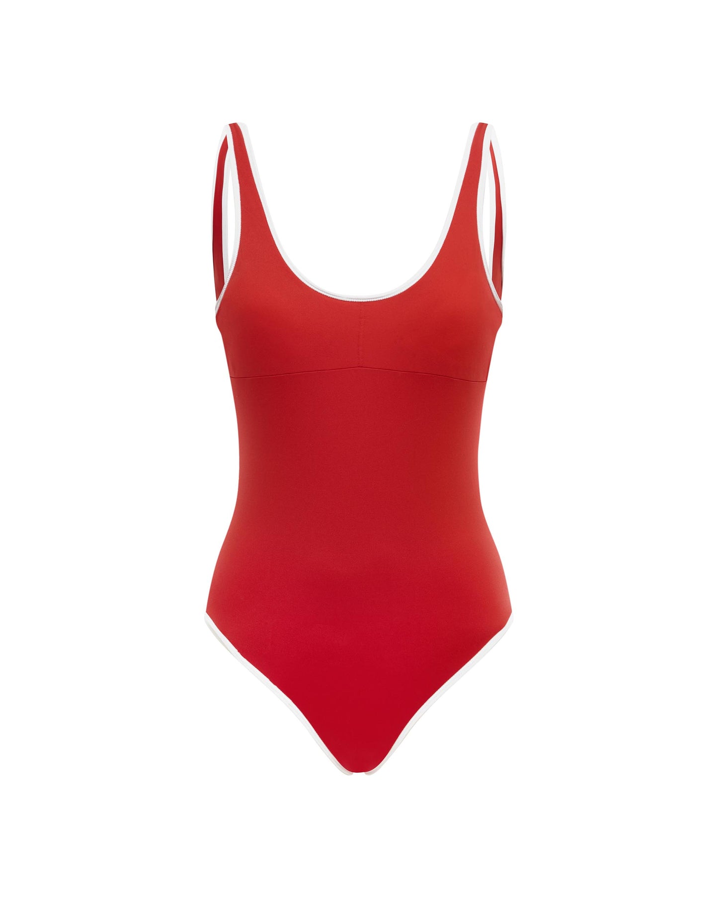 It's Now Cool Swimwear - Backless Duo One Piece - Red & White Contrast