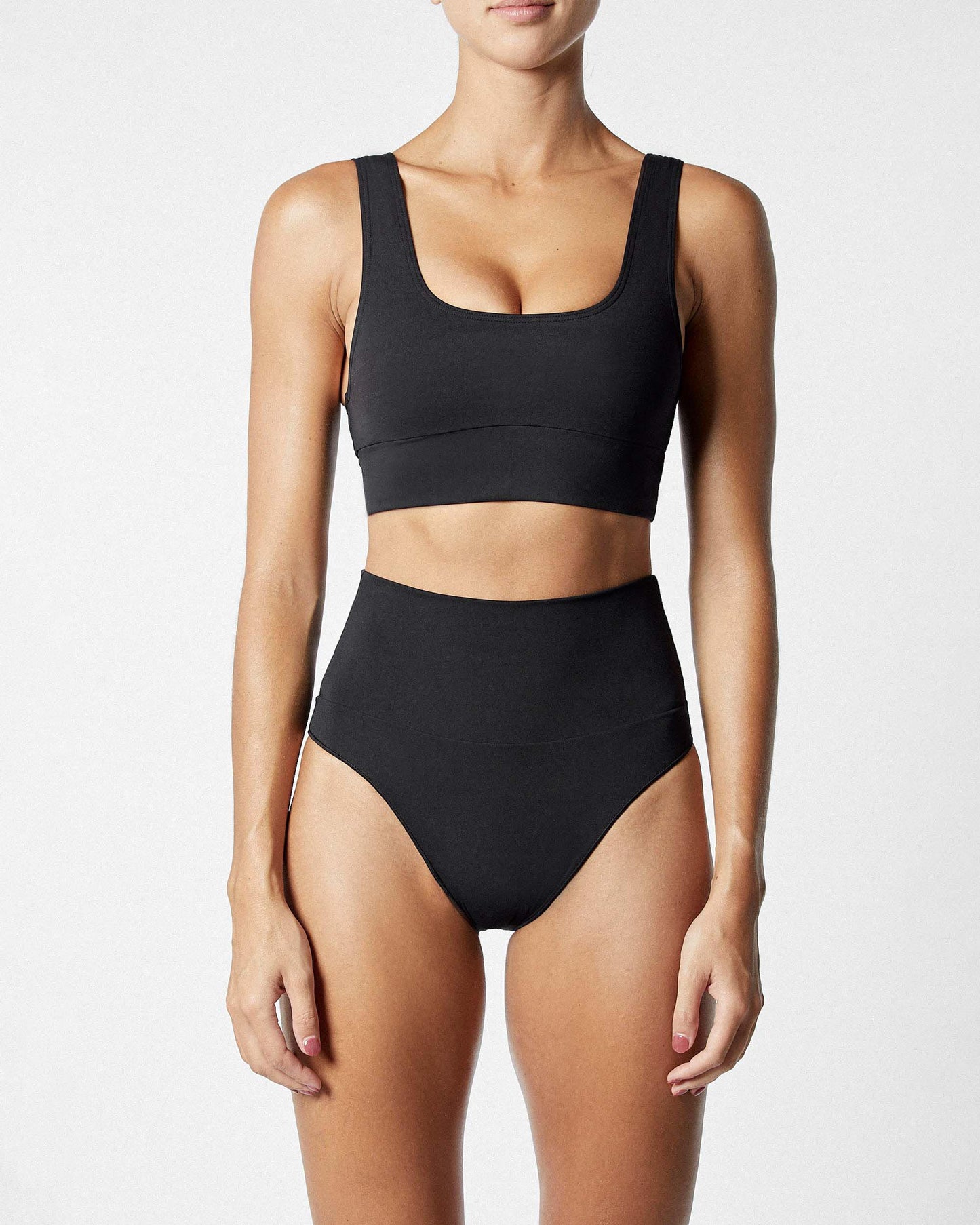 It's Now Cool Swimwear - CONTOUR CROP TOP - BLACK