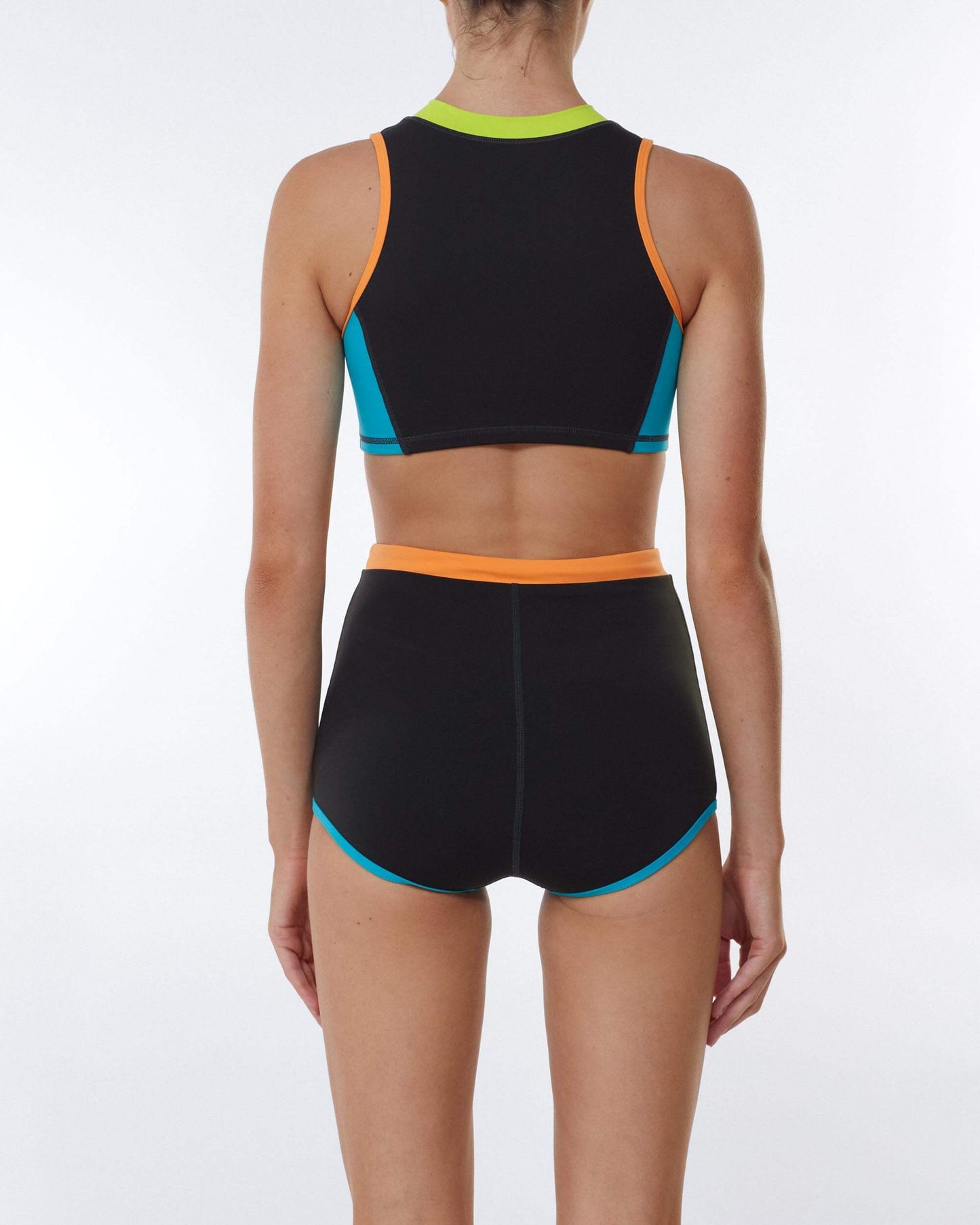 It's Now Cool Swimwear - The Contour Zip Crop - Coal Crush