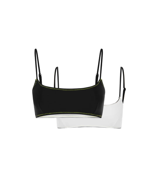 Its now cool SWIMWEAR THE REVO CROP TOP - BLACK TWIST in Black Twist