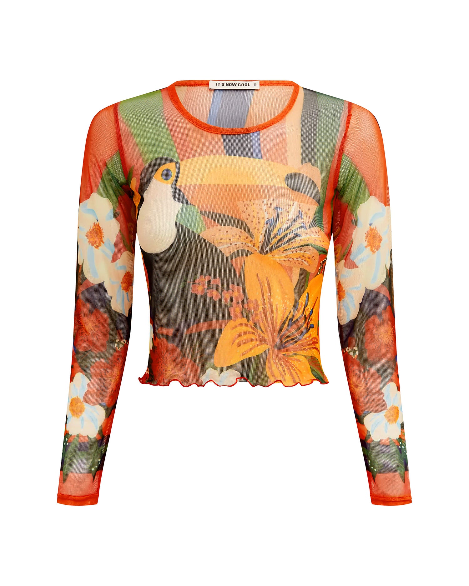 Its now cool T-SHIRTS L/S L/S MESH CROP - LORO in Loro