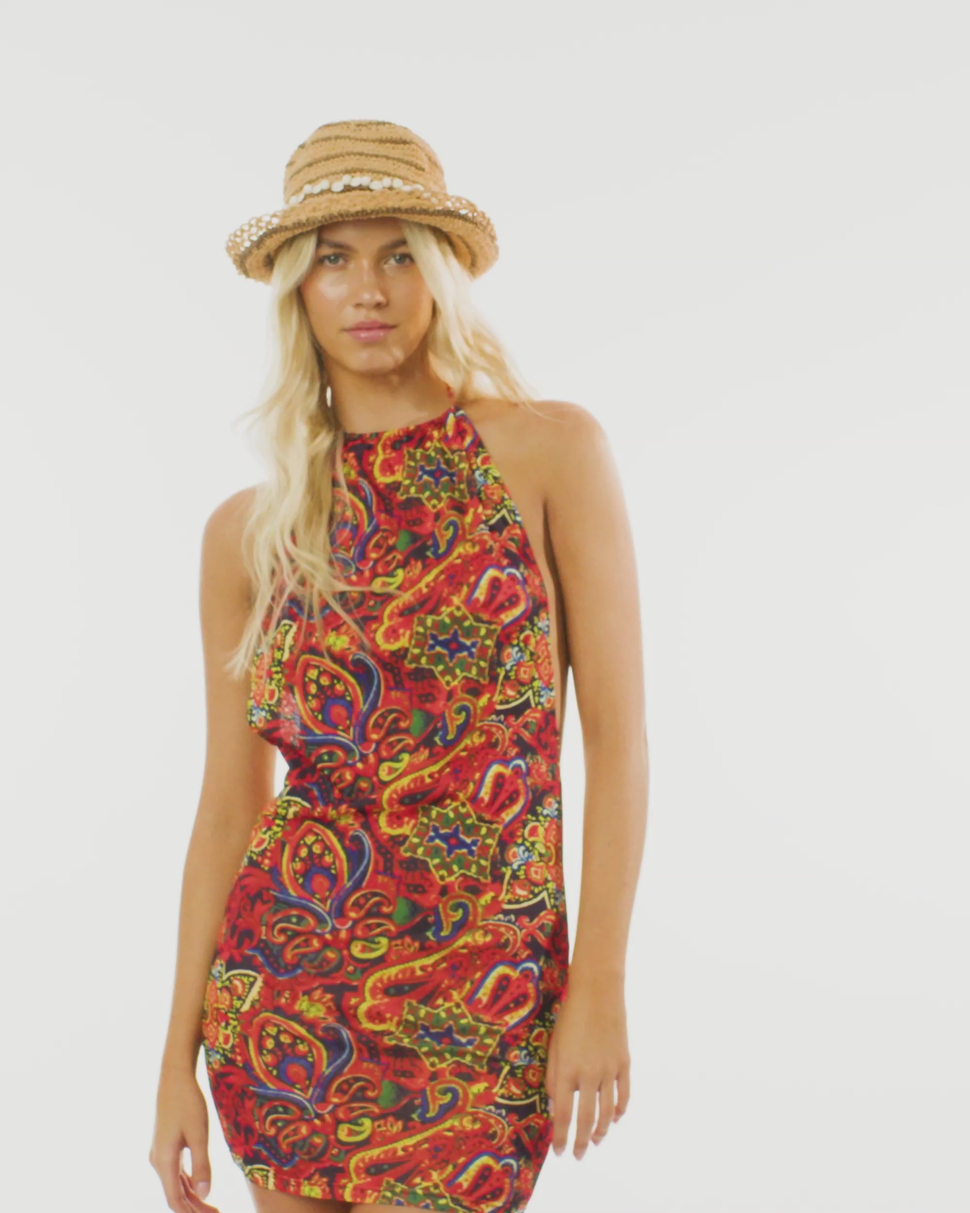 It's Now Cool - The Halter Mini Dress - Babushka on model video