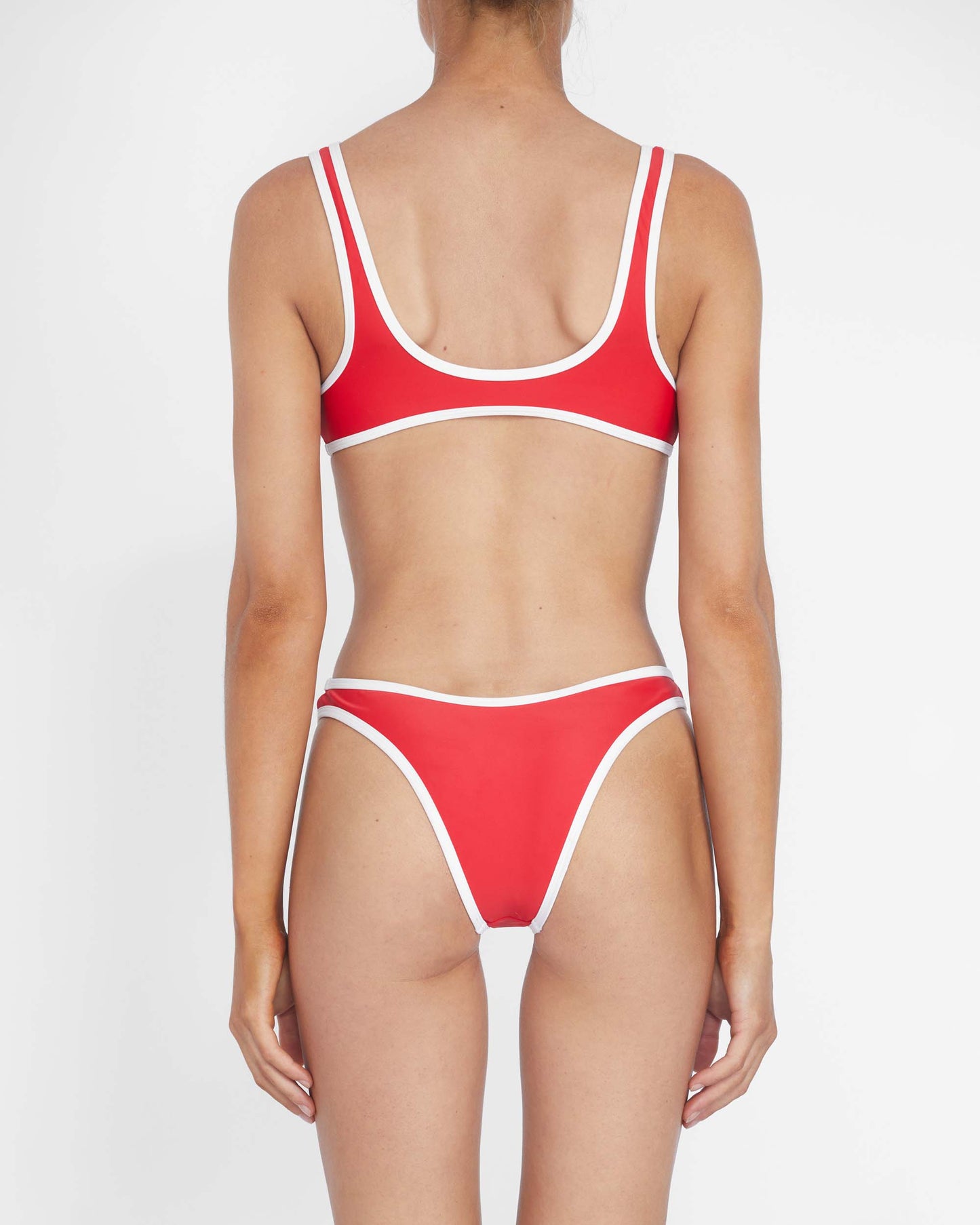 It's Now Cool Swimwear - 90s Duo Crop - Red & White Contrast