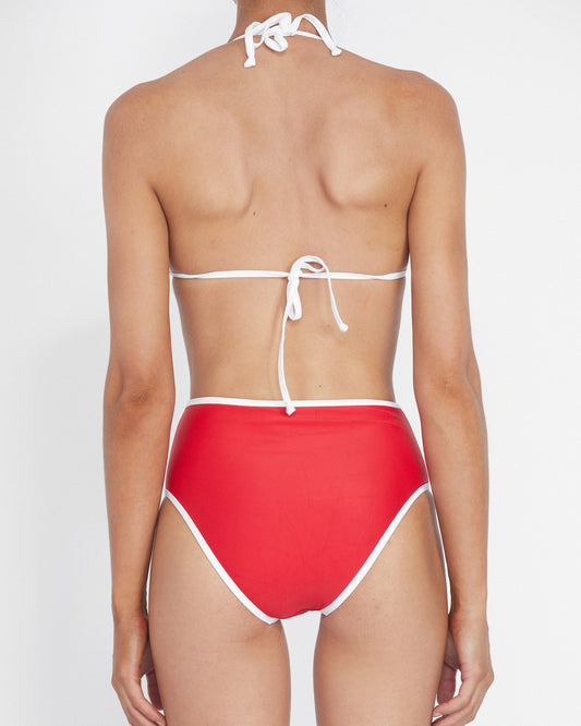 It's Now Cool Swimwear - Waisted Duo Pant - Red & White Contrast