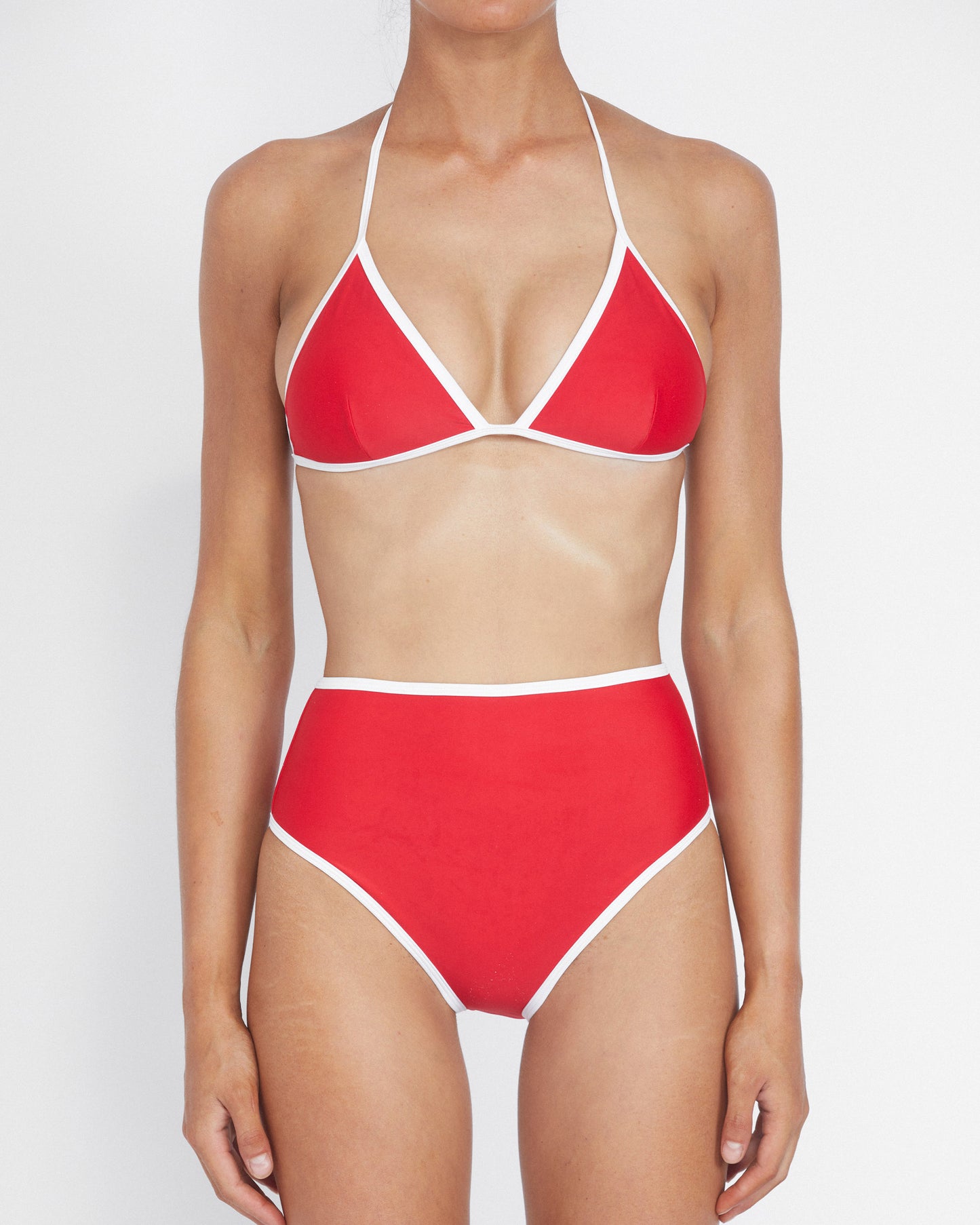 It's Now Cool Swimwear - Duo Tri Top - Red & White Contrast