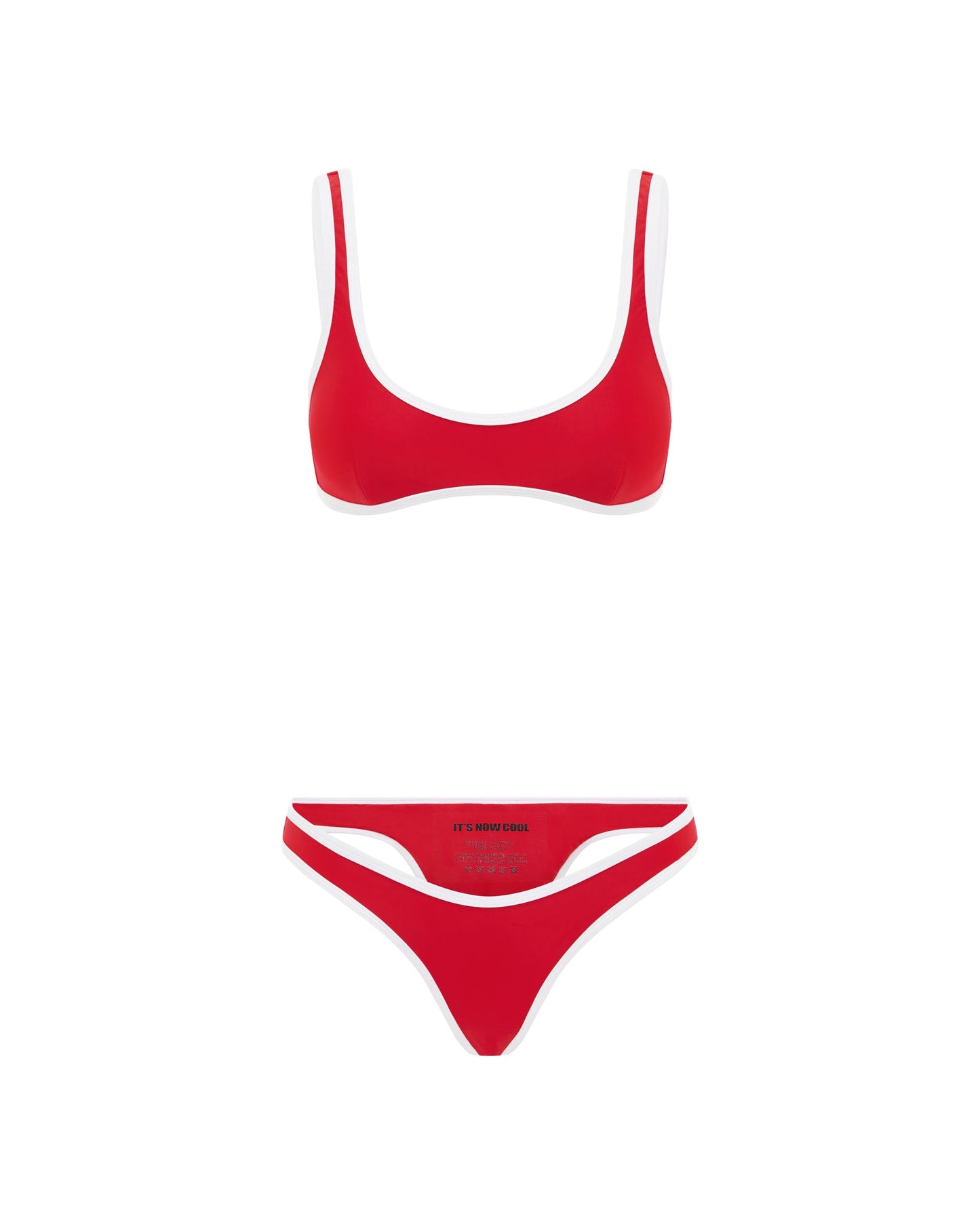 It's Now Cool Maillot de bain - 90s Duo Crop - Rouge et blanc contrasté