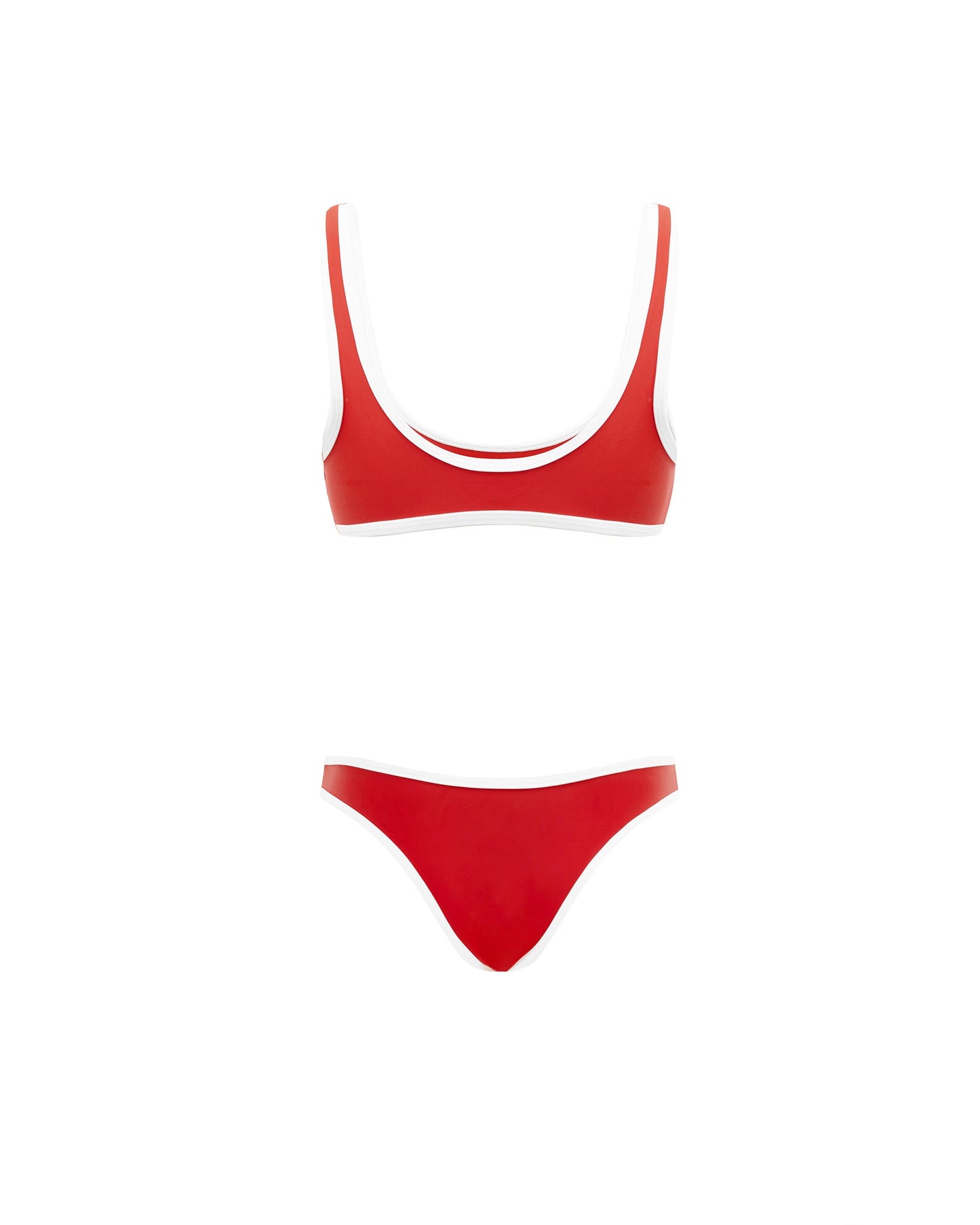 It's Now Cool Maillot de bain - 90s Duo Crop - Rouge et blanc contrasté