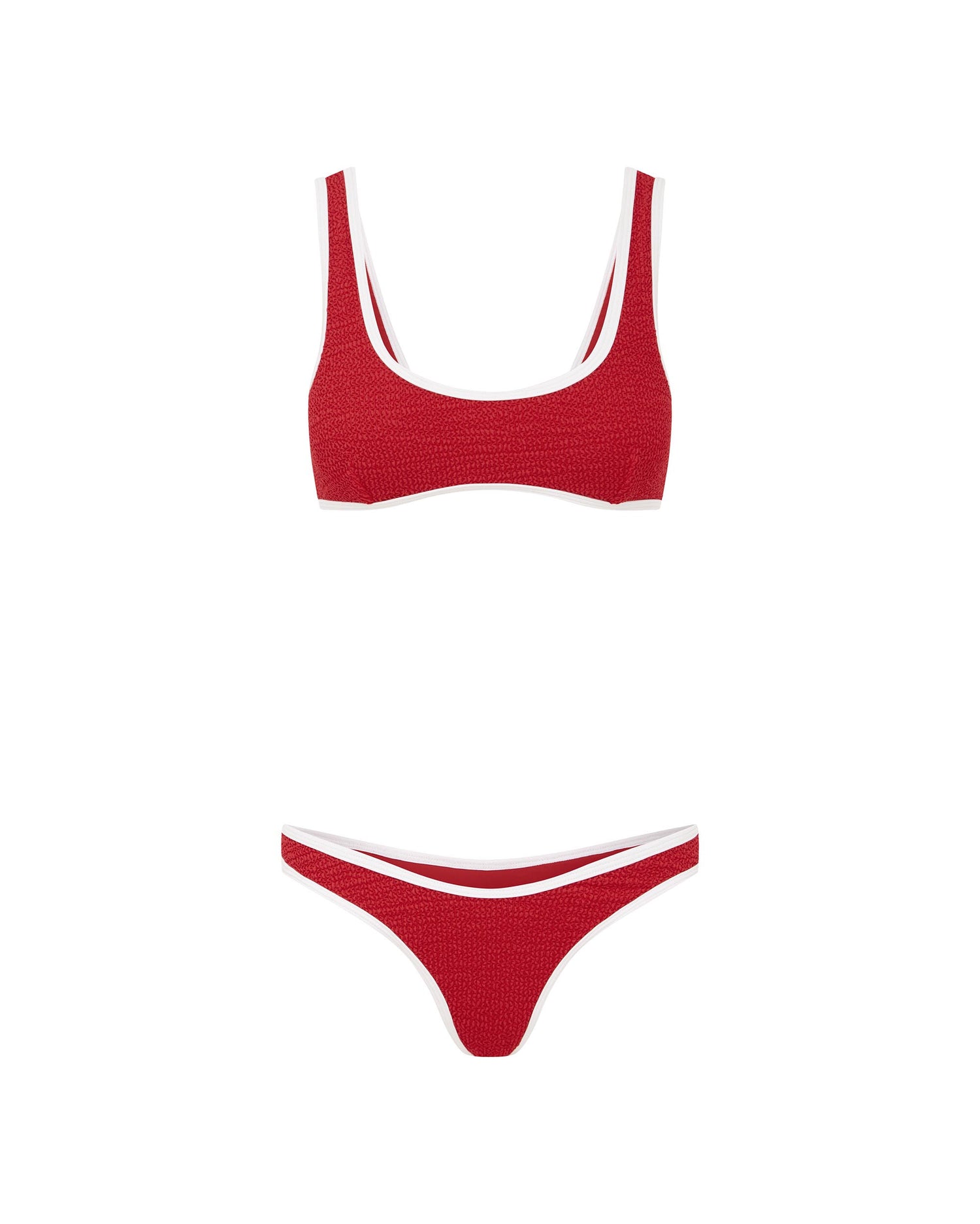 It's Now Cool Costumi da bagno - Crop Duo anni '90 - Rosso e bianco con arricciature