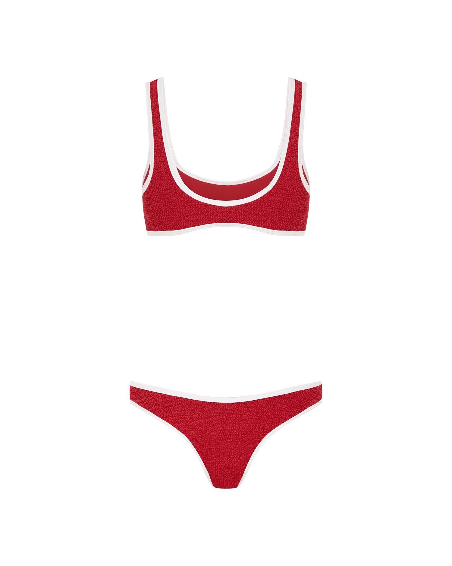 It's Now Cool Costumi da bagno - Crop Duo anni '90 - Rosso e bianco con arricciature