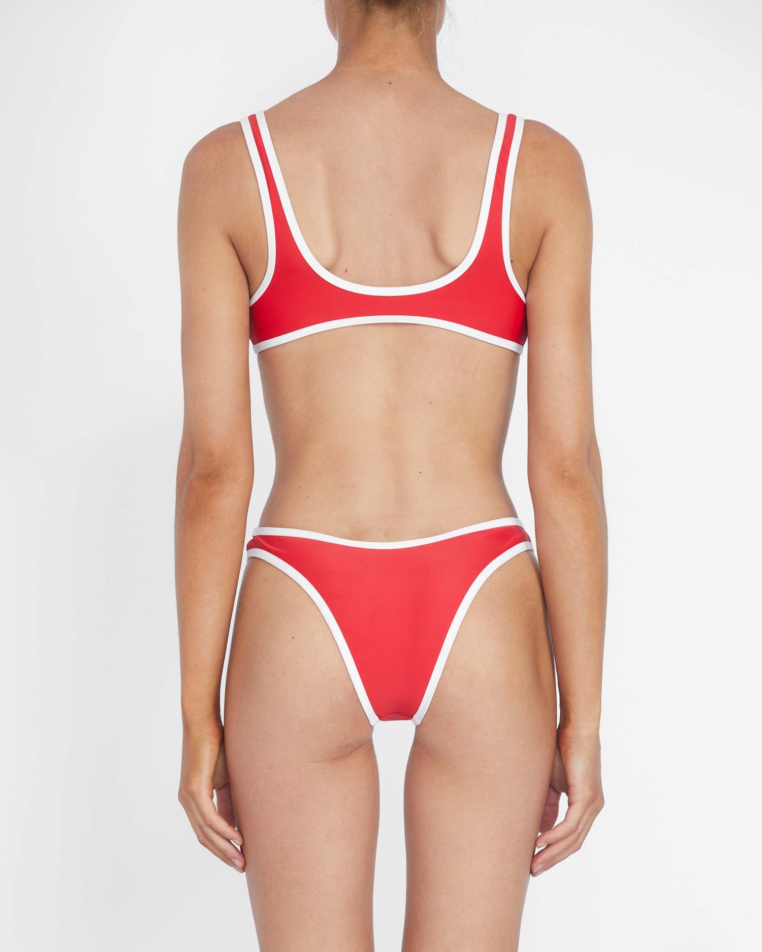 It's Now Cool Zwemkleding - 90s Duo Crop - Rood & Wit Contrast
