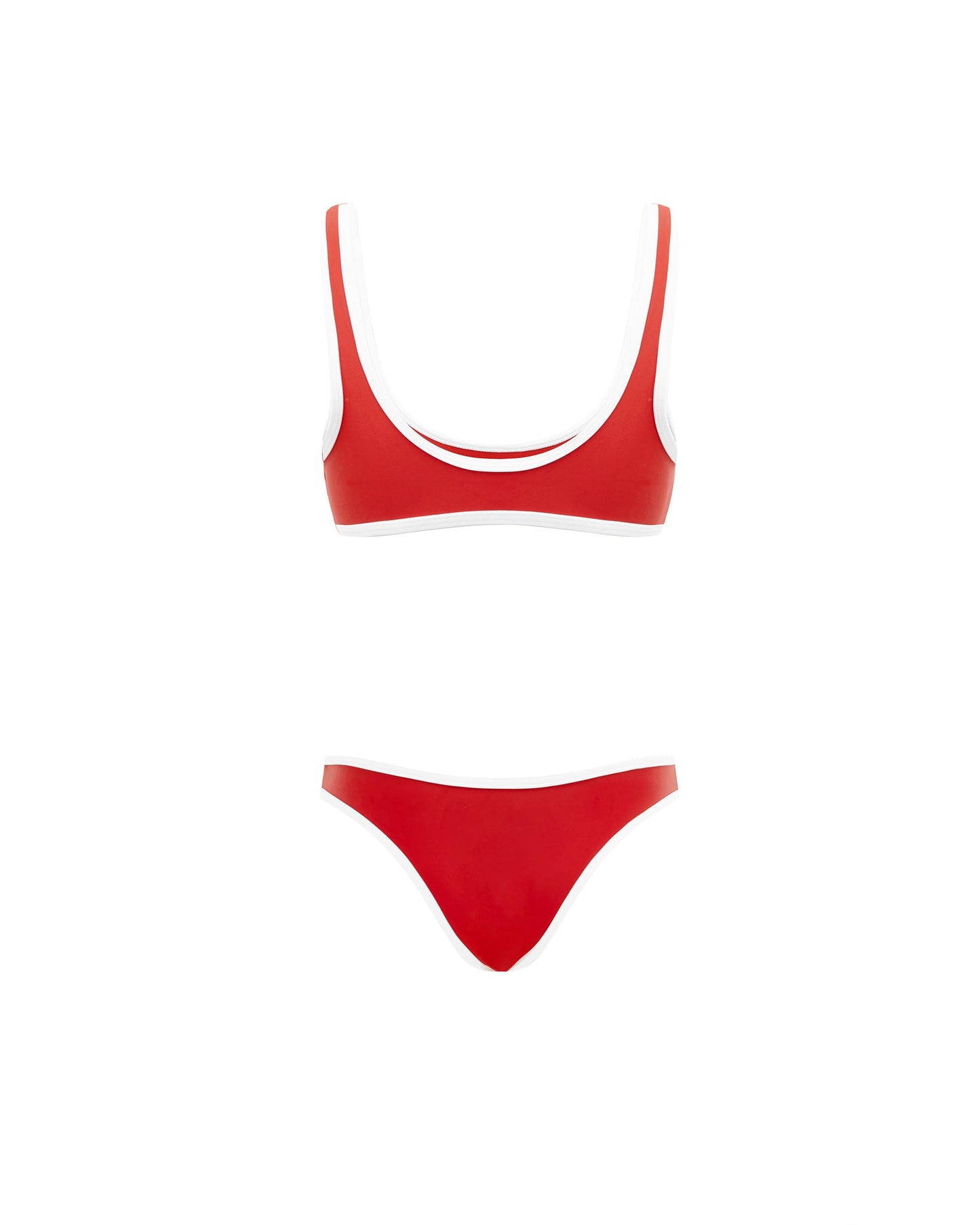 It's Now Cool Zwemkleding - 90s Duo Crop - Rood & Wit Contrast